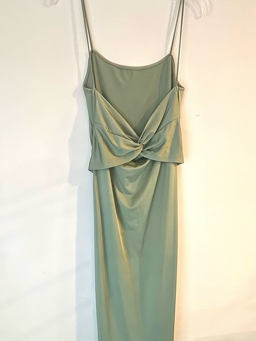 Sage Green Twist-Front Slip Dress